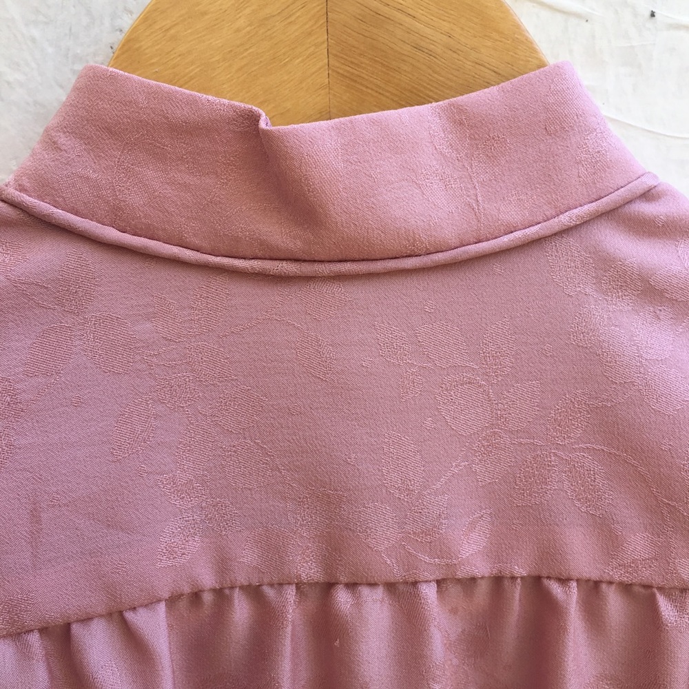 Vintage 80s Pink Button Top Tie Jacket Puff Sleeve - Picture 7 of 8